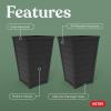 imageKeter Set of 2 Resin Modern Outdoor 22 Inch Tall Large Flower Pots Tapered Wood Look Planters for Outdoor Plants and Front Porch Decor Graphite