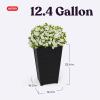 imageKeter Set of 2 Resin Modern Outdoor 22 Inch Tall Large Flower Pots Tapered Wood Look Planters for Outdoor Plants and Front Porch Decor Graphite