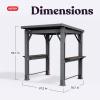 imageKeter Signature 8 x 65 FT Grill Gazebo Hardtop Durable Resin Outdoor BBQ Gazebo with Double Shelves Permanent Grill Pavilion for Patio Lawn Deck Backyard and Garden