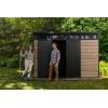 imageKeter Signature Collection 11x7 Ft AllWeather Storage Shed with Skylight Window Builtin Ventilation Customizable Walls ampamp Lockable Double Doors Ashwood