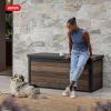 imageKeter Signature Collection 150 Gallon Resin Deck Box Organization and Storage Box for Patio Outdoor Cushions Throw Pillows Garden Tools and Pool Supplies AshwoodWalnut