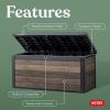 imageKeter Signature Collection 150 Gallon Resin Deck Box Organization and Storage Box for Patio Outdoor Cushions Throw Pillows Garden Tools and Pool Supplies AshwoodWalnut
