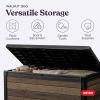 imageKeter Signature Collection 150 Gallon Resin Deck Box Organization and Storage Box for Patio Outdoor Cushions Throw Pillows Garden Tools and Pool Supplies AshwoodWalnut