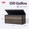 imageKeter Signature Collection 150 Gallon Resin Deck Box Organization and Storage Box for Patio Outdoor Cushions Throw Pillows Garden Tools and Pool Supplies AshwoodWalnut
