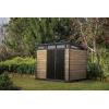 imageKeter Signature Collection 9x7 Ft AllWeather Storage Shed with Skylight Window Builtin Ventilation Customizable Walls ampamp Lockable Double Doors Ashwood