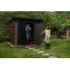 imageKeter Signature Collection 9x7 Ft AllWeather Storage Shed with Skylight Window Builtin Ventilation Customizable Walls ampamp Lockable Double Doors Walnut