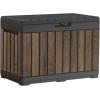 imageKeter Signature Everwood 30 Gallon Resin Outdoor Storage Box and Patio Furniture Side Table for Pool and Garden Accessories WalnutWalnut