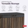 imageKeter Signature Everwood 30 Gallon Resin Outdoor Storage Box and Patio Furniture Side Table for Pool and Garden Accessories WalnutWalnut