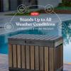 imageKeter Signature Everwood 30 Gallon Resin Outdoor Storage Box and Patio Furniture Side Table for Pool and Garden Accessories WalnutWalnut