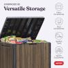 imageKeter Signature Everwood 30 Gallon Resin Outdoor Storage Box and Patio Furniture Side Table for Pool and Garden Accessories WalnutWalnut