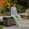 imageKeter Signature Everwood 30 Gallon Resin Outdoor Storage Box and Patio Furniture Side Table for Pool and Garden Accessories WalnutWalnut