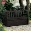imageKeter Solana 70 Gallon Storage Bench Deck Box for Patio Storage Front Porch Decor and Outdoor Seating  Perfect to Store Garden Tools and Pool Floats GraphiteBrown