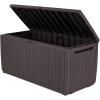 imageKeter Springwood 80 Gallon Resin Outdoor Storage Box for Patio Furniture Cushions Pool Toys and Garden Tools with Handles BrownBOX