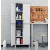 imageKeter Storage Cabinet with Doors and Shelves for Laundry Room Garage Bathroom Accessories Closet and Home Organization White ampamp Grey