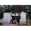 imageKeter StoreItOut Prime 43 x 37 ft Outdoor Resin Storage Shed with Easy Lift Hinges Perfect for Yard Tools Pool Floats and Garden Accessories BlackGray