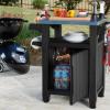 imageKeter Unity Small 40 Gallon Grill Prep Table and Storage Cart Grey  BBQ Station with Wheels and Stainless Steel Top Portable Serving Stand for Patio Deck and Backyard