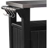 imageKeter Unity Small 40 Gallon Grill Prep Table and Storage Cart Grey  BBQ Station with Wheels and Stainless Steel Top Portable Serving Stand for Patio Deck and Backyard