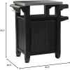 imageKeter Unity Small 40 Gallon Grill Prep Table and Storage Cart Grey  BBQ Station with Wheels and Stainless Steel Top Portable Serving Stand for Patio Deck and Backyard