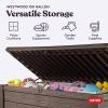 imageKeter Westwood 150 Gallon Resin Large Outdoor Storage Box for Patio Furniture Outdoor Cushions Garden Tools and Pool Floats Dark GreyBrown