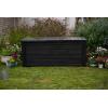 imageKeter Westwood 150 Gallon Resin Large Outdoor Storage Box for Patio Furniture Outdoor Cushions Garden Tools and Pool Floats Dark GreyDark Grey