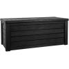 imageKeter Westwood 150 Gallon Resin Large Outdoor Storage Box for Patio Furniture Outdoor Cushions Garden Tools and Pool Floats Dark GreyDark Grey