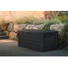 imageKeter Westwood 150 Gallon Resin Large Outdoor Storage Box for Patio Furniture Outdoor Cushions Garden Tools and Pool Floats Dark GreyDark Grey