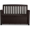 imageKeter 60 Gallon Storage Bench Deck Box for Patio Furniture Front Porch Decor and Outdoor Seating  Perfect to Store Garden Tools