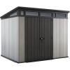 imageKeter Artisan 9x7 Foot Large Outdoor Shed with Floor with Modern Design for Patio Furniture Lawn Mower Tools and Bike Storage feet GreyBlack9x7