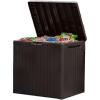 imageKeter City 30 Gallon Resin Outdoor Storage Box and Patio Furniture Side Table for Pool and Garden Accessories BrownBrown