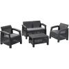 imageKeter Corfu 4 Piece Set All Weather Outdoor Patio Garden Furniture with Cushions CharcoalCharcoal Grey