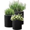 imageKeter Cylinder Set of 3 Rattan Resin Planter for Indoor and Outdoor Plants Ideal Decorative Planter for Porches and Patio Decor TaupeBlack
