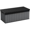 imageKeter Darwin 100 Gallon Resin Large Deck Box Organization and Storage for Patio Storage Box Outdoor Cushions Garden Tools Brown ampamp BlackGrey
