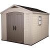 imageKeter Factor 8 x 11 Foot All Weather Resin Outdoor Storage Shed with 2 Shelves Included and Builtin Ventilation for Backyard Organization Taupe8x11