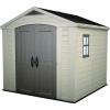 imageKeter Factor 8 x 11 Foot All Weather Resin Outdoor Storage Shed with 2 Shelves Included and Builtin Ventilation for Backyard Organization Taupe8x8
