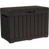imageKeter Kentwood 50 Gallon Resin Deck BoxOrganization and Storage for Patio Cushions Throw Pillows and Garden Tools Dark GreyBrown