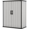 imageKeter Premier Tall 46 x 56 ft Resin Outdoor Storage Shed with Shelving Brackets for Patio Furniture Pool Accessories and Bikes Grey ampamp Black