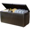 imageKeter Springwood 80 Gallon Resin Outdoor Storage Box for Patio Furniture Cushions Pool Toys and Garden Tools with Handles BrownBOX