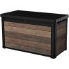 imageKeter Walnut 100 Gallon Resin Deck BoxOrganization and Storage for Patio Furniture Outdoor Cushions Throw Pillows Garden Tools and Pool ToysWalnut