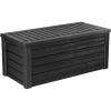 imageKeter Westwood 150 Gallon Resin Large Outdoor Storage Box for Patio Furniture Outdoor Cushions Garden Tools and Pool Floats Dark GreyDark Grey