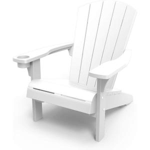 imageKeter Alpine Adirondack Resin Outdoor Furniture Patio Chairs with Cup HolderPerfect for Beach Pool and Fire Pit Seating White
