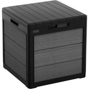 imageKeter Cortina 30 Gallon Resin Outdoor Storage Box and Patio Side Table for Pool and Garden Accessories Graphite