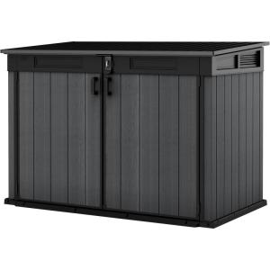 imageKeter Cortina Mega Ft AllWeather Outdoor Resin Horizontal Storage Shed for Outdoor Yard and Garbage Bin Storage with Lockable Doors Graphite