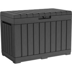 imageKeter Kentwood 50 Gallon Resin Deck BoxOrganization and Storage for Patio Cushions Throw Pillows and Garden Tools Dark GreyDark Grey