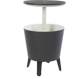 imageKeter Modern Cool Bar Outdoor Patio Furniture and Hot Tub Side Table with 75 Gallon Beer and Wine Cooler Dark GreyGrey