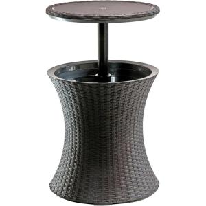 imageKeter Pacific Cool Bar Outdoor Patio Furniture and Hot Tub Side Table with 75 Gallon Beer and Wine Cooler Espresso BrownBrown