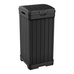 imageKeter Rockford Resin 38 Gallon Outdoor Kitchen Trash Can with Lid and Drip Tray for Easy CleaningPerfect for Patio Dining GreyBaltimore