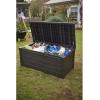 imageKeter Outdoor Storage Deck Box for Patio Backyard ampamp Garden Brightwood 120 Gal Brown  Lockable Organizing and Waterproof Plastic Container Bench