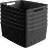 imageCurver Set of 6 Jute Medium Decorative Plastic Organization and Storage Baskets Perfect Bins for Home Office Closet Shelves Kitchen Pantry and All Bedroom Essentials WhiteBlack