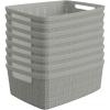imageCurver Set of 6 Jute Medium Decorative Plastic Organization and Storage Baskets Perfect Bins for Home Office Closet Shelves Kitchen Pantry and All Bedroom Essentials WhiteGrey