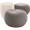 imageKETER Urban Knit Pouf Ottoman Set of 2 with Storage Table for Patio and Room DcorPerfect for Balcony Deck and Outdoor Seating Cream ampamp TaupeCream  Taupe